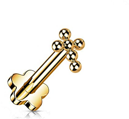 Paula & Fritz® Madonna Medusa Piercing labret en forme de croix en titane IUM Grade 23 Multicolore 0,8 mm 1 mm 1,2 mm Épaisseur de tige, Titane