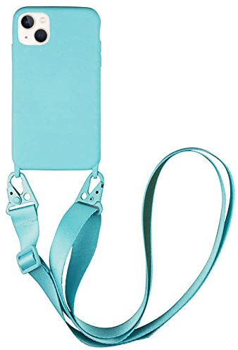 CQUUKOI Compatible with iPhone 12 Mini,Crossbody Phone Case with Lanyard Cute Soft Silicone Case with Adjustable Shoulder Strap Shockproof Protector Compatible with Women Girls Blue