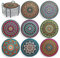 Lot de 8 Dessous de Verre Mandala en céramique avec Support - Absorbants - avec Base en liège et Support Noir - pour Table Basse, Appartement, Bar, Tasses, Verres à bière