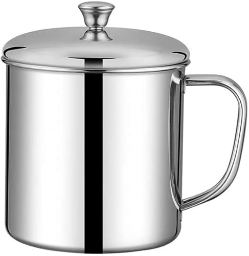 Tasses à café en acier inoxydable, tasse à eau portable en acier inoxydable 304 avec poignée de couvercle, tasse isolée en métal résistant et incassable pour les voyages en plein air en(S 750ML)