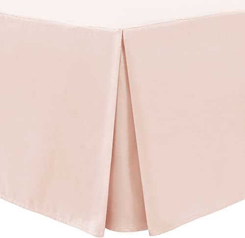 Linen Home Cache-sommier plissé en microfibre douce brossée facile d'entretien infroissable - Rose poudré - Super king size