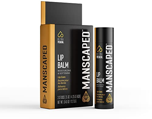 Lippenpflegestift von MANSCAPED®: Feuchtigkeitsspendend und beruhigend, Mit Vitamin E, Pfefferminz- und Eukalyptusöl gegen spröde Lippen, Mattes Finish (3er-Pack)