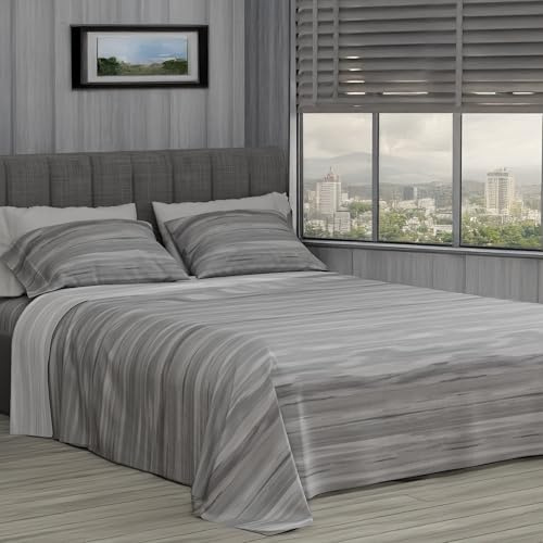Dorian Home, Komplettes Bett 100% Baumwolle, Bestehend aus Unterbett, Oberbett und Kissenbezug, Made in Italy (Laveno Grau, Doppelbett)