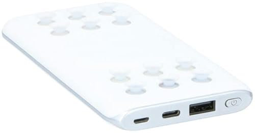 Grundig Wireless Power Bank 600 mAh - Wireless and Wired Charging - with Suction Cups - Includes Charging Cable - 2 USB Ports - White