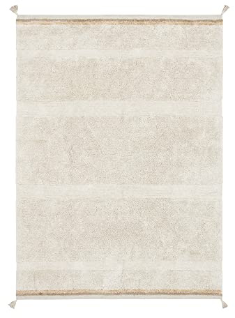 Lorena Canals Bloom Waschbarer Teppich in natürlicher Farbe. Für Schlafzimmer, Wohnzimmer, Eingangsbereich. Handgefertigt aus Baumwolle. Größe: 1,5 m x 2,1 m