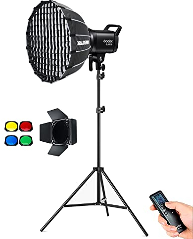 Godox SL60IIBI SL60II-BI 75W LED-Videoleuchten, CRI96+, TLCI97+ weiße Bowens-Halterung mit P60 Schnellmontage, Softbox, Lichtständer (SL60IIBI KIT1)