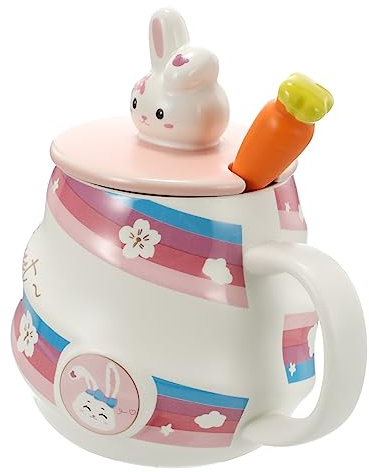 Hoement Keramikbecher Mit Kaninchenmotiv Löffel Enthalten Kaffeetasse Große Öffnung Sanfter Schliff Wärmeisolierend Für Täglichen Gebrauch