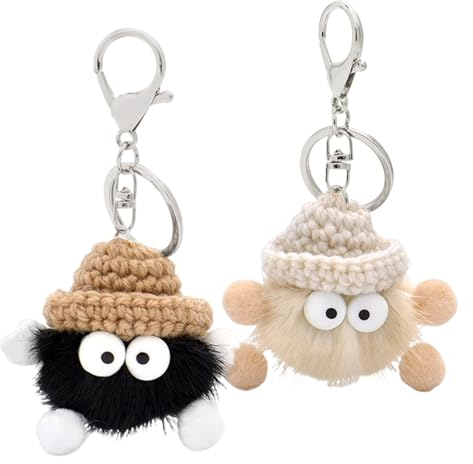 Byhsoep 2 Stück Schlüsselanhänger Plüsch, Auto Taschenanhänger Personalisiert für Damen, Schlüsselanhänger Süß für Kinder Mädchen Anhänger Tasche,Kawaii Accessoires für Schulranzen, Handtaschen