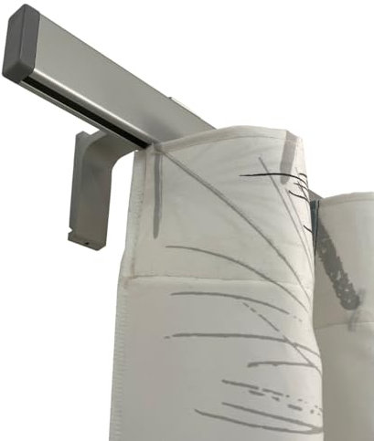 TENDAGGIMANIA Binario Tenda Soffitto/Parete Piatto Lunghezza 160 CM ARGENTO -Ideale anche per Tende ad Onda - Bastone Completo di Tappi Laterali - Personalizzabile- Movimento Manuale