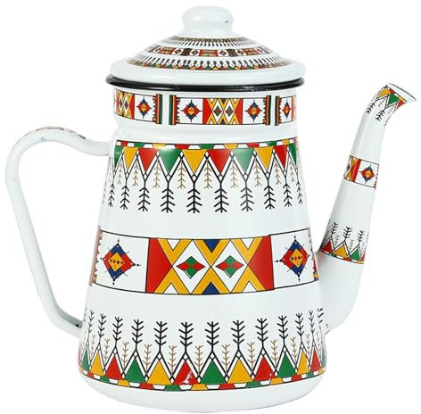 Cafetière en émail de style chinois de 1,5 l avec bec fin - Bouilloire en émail - Pour infusion à la main - Pichet à huile - Pichet à bec verseur