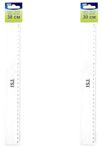 TSI Lineal 30 cm, transparent, Art. Nr. 46030 (Packung mit 2)