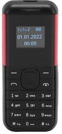 Annadue Kleines -Telefon, Entsperrtes 2G-GSM-Dual-SIM-Smartphone, 0,66-Zoll-Bildschirm, 380-mAh-Kindertelefon, Kleines Smartphone, Bluetooth-Sound-Player, Basistelefon (Schwarz Rot)
