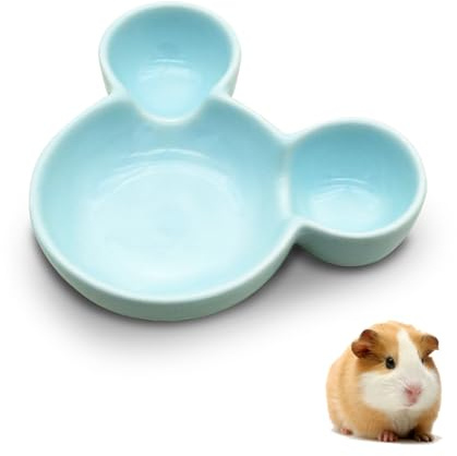 LuckyOpt Hamster Food Bowl, Cute Mouse Shape Ceramic Hamster Water Bowl Easy to Clean, Guinea Pig Bowls Feeding Dish for Small Animals, Hedgehog, Squirrels, Rodents, Sugar Glider (Blue)