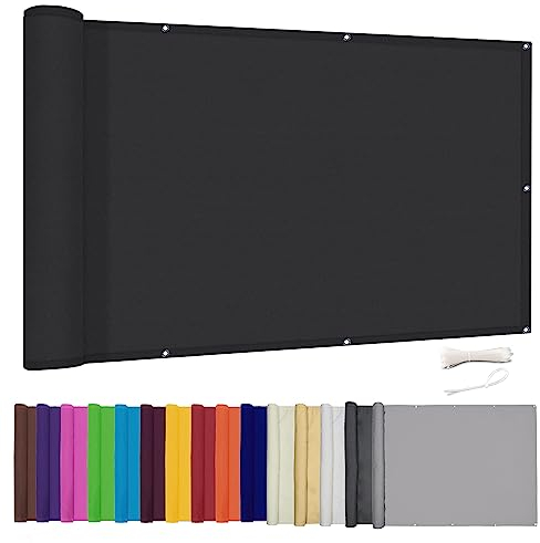 Lingle888 Balkon Sichtschutz PB2 PES blickdichte Balkonumspannung mit Ösen und Kabelbinder 8 Tage geliefert - in div.20 Größen & 14 Farben 420D(Schwarz,0.8x2.5m)