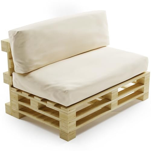 bananair - Palettenkissen Outdoor Wasserdicht & Abnehmbar - Schaumstoffpolsterung, Bequem - Polster Ideal für Europaletten/Palettenmöbel (Set 1 Sitzkissen 120x80 + 1 Rückenkissen 120x40, Beige)