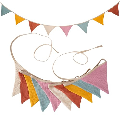 Wimpelkette Kinderzimmer,Wimpelkette Baby Mädchen Jungen,2.6m Stoff Wimpelkette ausBaby Milestone Decke,Baby Monatliche Decke Fotohintergrund,monatliche Meilenstein Decke Baby