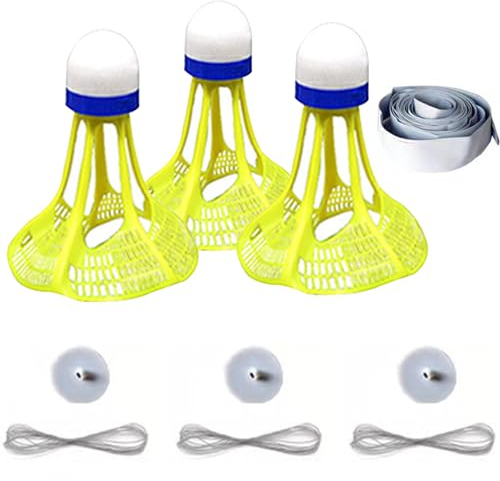BEAHING Badminton Training Kit Selbstübungen Glühen Badminton Rebound Trainer mit hochelastischen Seilen Einzelspieler Badminton -Trainingsausrüstung für Innen im Freien, Badminton Trainer
