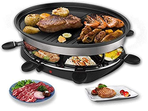 Griglia Per Barbecue Griglia Multifunzione Da 1500 W Tavolo Per Barbecue Da Interno Senza Fumo Griglia Elettrica Piastra Per Barbecue In Stile Coreano Antiaderente, Con 8 Mini Padelle, Controllo Dell