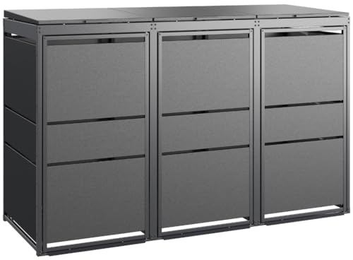 MBOX24 MODERN Mülltonnenbox 3er für 120 Liter Mülltonne | Anthrazit | Mülltonnenverkleidung | Mülltonnenhaus | Box für Mülltonnen | Mülltonnenunterstand | Mülltonneneinhausung