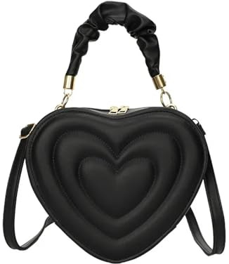 YUEZHAN Abendtasche Damen Clutch Mode Herzförmige Schöne Schulter Taschen Für Damen Pu-Leder Damen Crossbody-Taschen Vintage Casual Schwarz