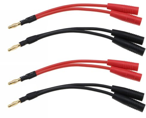 EMSea 4 Pièces Fiche Banane Mâle 4 Mm vers 2 Fiches Femelles Adaptateur de Prise Banane 14AWG Câble Séparateur de Fiche Banane pour Avions Télécommandés