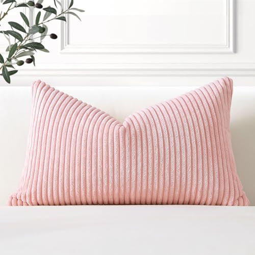 Artscope Ein Kissenbezug Kordsamt Zierkissenbezug Dekokissen Sofakissen 40x60 cm Cord Kissenhülle Couchkissen Dekorative Weiche Kissen für Sofa Wohnzimmer Zuhause Schlafzimmer Rosa