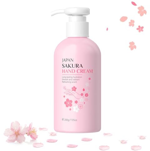 Japan Sakura Hand Cream, Hand Cream for Women, Cherry Blossom Hand Cream, Long-Lasting Hydration, Smooth and Radiant, Refreshing Scent, Hand Cream for Very Dry Hands, Repairs Dry Skin