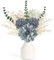 Mkono Small Artificial Flowers in Ceramic Vase 13.5 Centerpieces Coffee Table Decor, Silk Flower Arrangements for Home Decor Indoor Fake Flower Bouquet for Dining Room Kitchen Wedding Blue