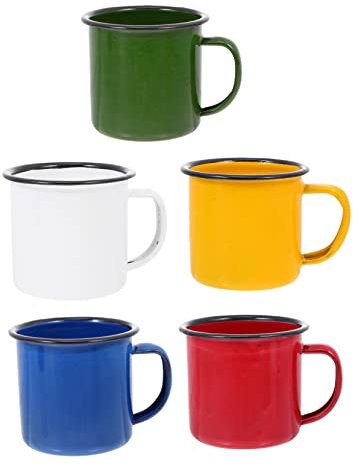 PRETYZOOM 5piezas Tazas De Esmalte Vintage Copas Pequeñas Para Bebidas Tazas De Agua Multifuncionales Colores Surtidos Diseño Ergonómico Y Fácil Limpieza