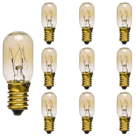 ESHINEDE 10Pcs Salt Lamp Bulb 15W E14 Screw in Pygmy Bulbs Fridge Appliance Oven Replacement Glass Bulbs for Refrigerator