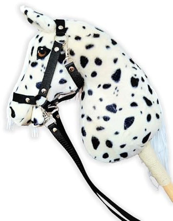 Steckenpferd A4 (Pferd auf einem Stock) Hobby Horse A4 komplett mit Kantar wie auf dem Foto (Black and White)