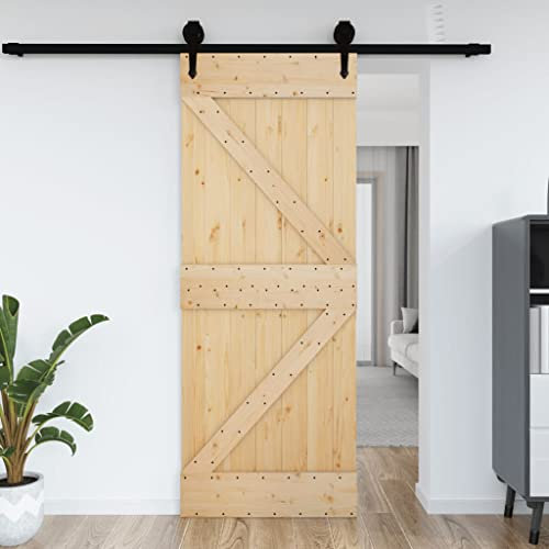 AUVYI Schiebetüren für Lagerhallen Braun 70x3,6x210 cm Massives Kiefernholz Schiebetüren Innentüren Slide Door Küchentür Wood Door Scheunentor Holztüren Zimmertür Wohnzimmertuer