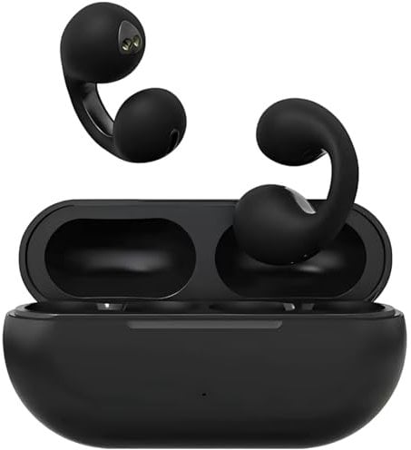Bone Conduction Headphones Wireless Earbuds, Clip On Bluetooth 5.3 Earbuds, Wireless Open Ear-clip Bluetooth Running Earring Cycling Earphones, Mini Pain-Free Noise Canceling and more (Black)
