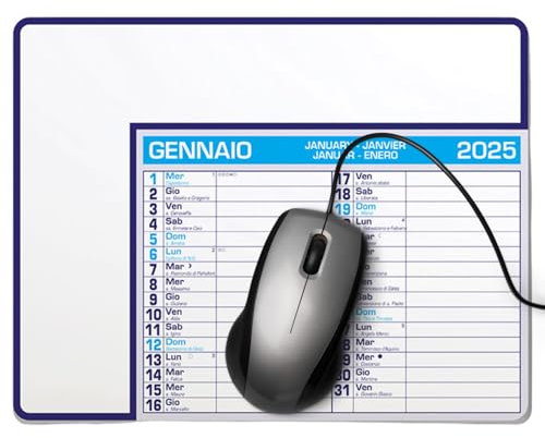 Mauspad Monatskalender 2025 Großes Pad für Büro Monatsplaner für Tisch und Schreibtisch Planer Kalender mit Notizen 23 x 18 cm