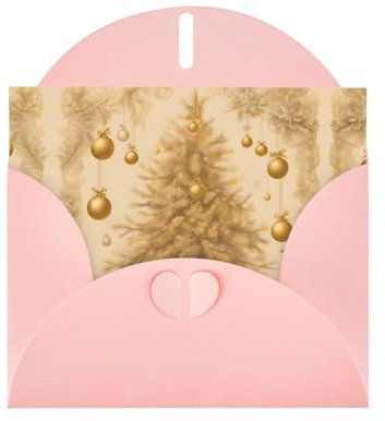 Pink Aakdgd Goldfarbene Weihnachtskarte mit Weihnachtsdruck, 15,2 x 10,2 cm, für Weihnachten, Geburtstag, Valentinstag, Hochzeitstag, Party-Einladung