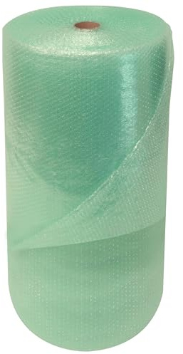 Globe Packaging 1000mm x 50m Extra Wide Green Biodegradable Bubble Wrap Roll - 1 Metre Wide Roll with Small Air Bubbles - Cushioning & Protection Packaging for Moving House, Ecommerce and Storage