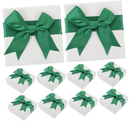 CANIGHT 10stücke Teiliges Schmuckboxen Mit Schwammfüllung Dekorative Aufbewahrung Für Halsketten Ringe Und Armbänder Grüne Schleife Für