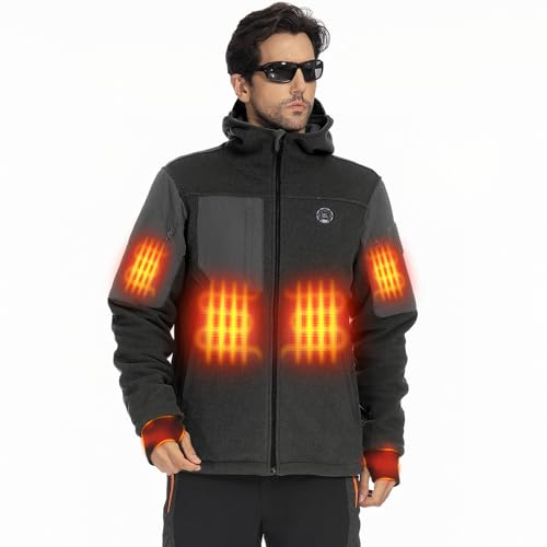 KEMIMOTO Heated Jacket for Men Women 20000mAh 12V Battery Pack, Thermal Jacket，Heated Hoodie Hand Warmth