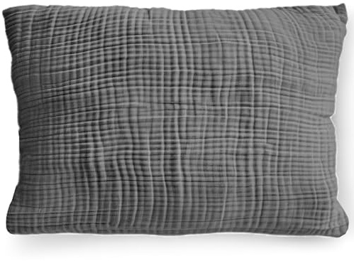 PinkZebra Bio-Musselin Kissenbezug 20 x 30 cm für Kinder & Erwachsene, weicher, Kopfkissenbezug GOTS-Zertifizierung, Made in EU, Kissenhülle mit Reißverschluss, D.Grau