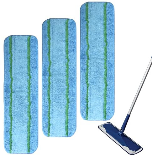 3 Pack Microfiber Cleaning Pads, 18 Inch Reusable Mop Refill Pads Washable Scrub Mop Head Replacement for Multi-Surface Floor Cleaning Hardwood Laminate and Hard-Surface Floor Replacement Pad
