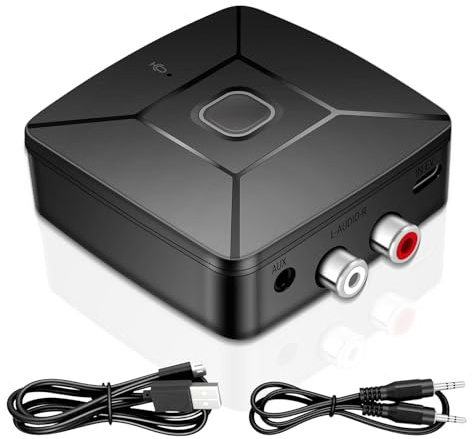 Receptor de audio Bluetooth 6.0 con decodificación LDAC Hi-Res, certificado estándar de audio oro, receptor Aux Bluetooth con salidas de 3,5 mm y 2 RCA, compatible con altavoces, amplificador, radio