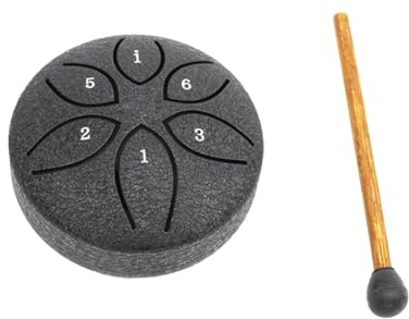 Osmond 3 Inch 6 Tone Steel Tongue Drum Mini Hand Pan Drums with Drumsticks Percussion Musical Instruments Drum Black