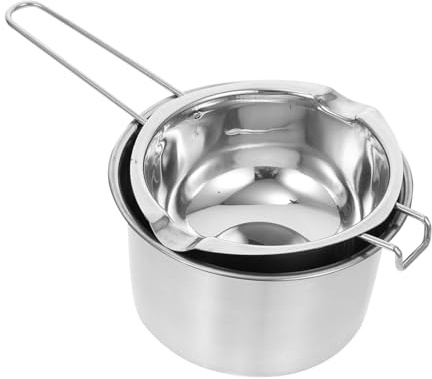 Lurrose Stainless Steel Double Boiler Pot, 600Ml Wax and Butter Melting Pan, Silver, for Home Baking