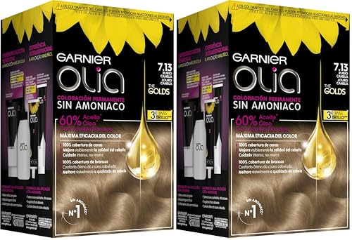 Garnier Olia Coloración Permanente sin Amoniaco, con Aceites Florales de Origen Natural, Color Rubio Canela, 200 ml (Paquete de 2)