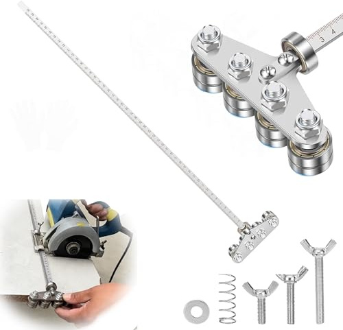 Circular Saw Guide Rail with Adjustable Stainless Steel Caliper, Precision Cutting Guide for Circular & Hand Saws, Woodworking Measuring Tool for Straight Cuts & DIY Projects