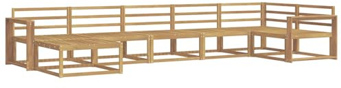 vidaXL Outdoor-Sofagarnitur 7 pcs Weiß Massivholz Akazie, Moderner Garten-Sofa, Flexible Sitzgelegenheit, wetterfestes Set für Entspannung im Hinterhof