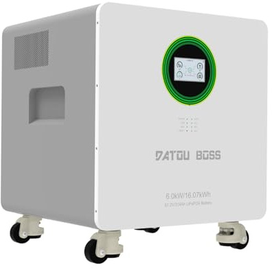 DATOUBOSS Batteria Litio LiFePO4 48V 314Ah 16,07kWh All-in-One con Inverter Solare Ibrido 6000W 48V, Ingresso Fotovoltaico 9000W, 8000+ Cicli, Sistema di Accumulo Energia Solare Plug & Play