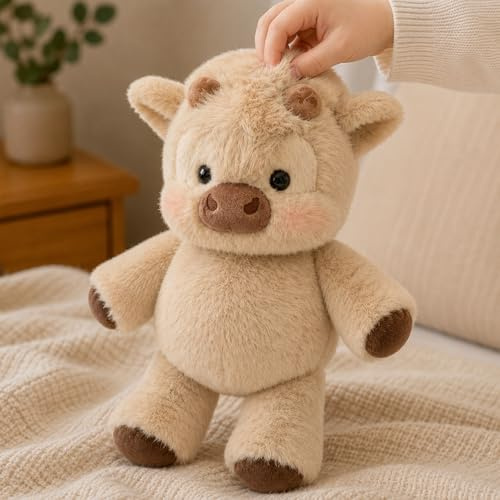 TETGSET Moomoo Kuscheltier, 45/60 cm PlüSchtier Einer Laufenden Kuh, Weiche und Interaktive Kuscheltiere, Die Beine Sind Beweglich, Geschenke, Die für Jungen und MäDchen Geeignet Sind (Khaki,60 cm)