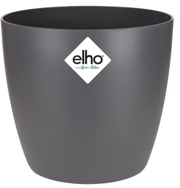 Elho Brussels Rond Mini 10.5 - Pot De Fleurs pour Intérieur - Ø 11.0 x H 9.7 cm - Noir/Anthracite
