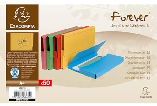 Exacompta 50 Pocket folders with Gusset Forever® Blue Angel Assorted